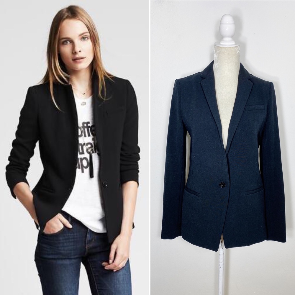Banana Republic Black Long Sleeve One Button Soft Blazer Jacket Size 6